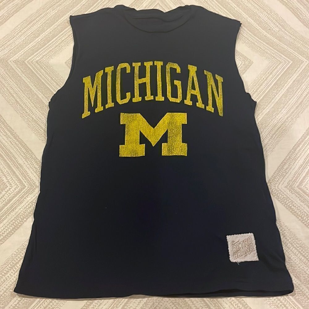 Retro Brand Boys Navy Blue Michigan Tank Top